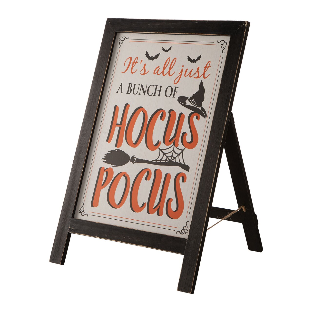 Glitzhome 24" Orange and White Hocus Pocus Halloween Standing Easel Functional Sign Decor